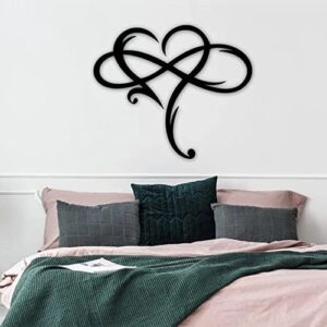 AOOLVY Infinity Heart Wall Decor, Unique Infinity Heart Metal Art Wall Decor Love Sign Steel Wall Plaques Bedroom Ornaments for Home Wedding Decor, Room Living Room Decoration (Black, 15.7x14inch) - Image 5