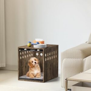 Dog Crate Furniture, SAUCE ZHAN Dog Kennel with Cushion for Small/Medium Dogs, End Side Table Wooden Crate for Pets Indoor, Brown - Image 5