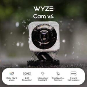 WYZE Cam v4, 2.5K WiFi Security Camera, Indoor/Outdoor Cameras for Home Security, Pet Camera/Baby Monitor, Motion Activated Spotlight/Siren, Color Night Vision, 2-Way Audio, Works with Alexa & Google - Image 2