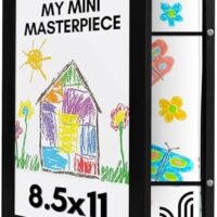 Americanflat 10x12.5 Kids Art Frame - Front Loading Picture Frame Holds 100 Artworks - Use as 8.5x11 Frame with Mat - My Mini Masterpiece - Hanging Hardware and Built-in Easel Included - Black