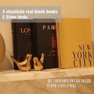 Decorative Books for Home Decor with Small Birds Statues Gold Home Decoration, Modern Style Coffee Table Book Decor, Stacked Books for Bedroom, Living Room, Office Desktop, Cabinets Shelf Decor - Image 4