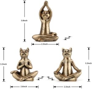 Yoga Cat Statues for Home Decor Accents,Yoga Pose Figurine for Zen Spiritual Bedroom Living Room Office Table Desk Modern Boho Decoration,Meditation Shelf Decor Accents Antique Bronze Gift - Image 2