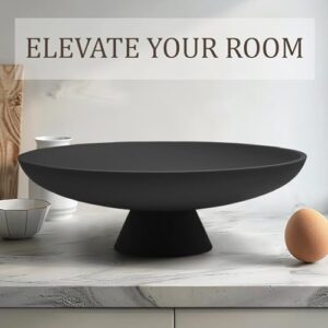 Large Decorative Bowl, Modern Resin Pedestal Bowl for Home Decor, Stylish Fruit Bowl for Kitchen Counter, Chic Key Holder for Entry Table, Matte Black - Image 3