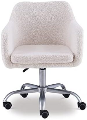 Linon Home Decor Products Linon Brooklyn Sherpa Office Chair, Ivory - Image 6
