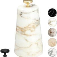 Marble Decorative Door Stop, Cute Door Stopper with Cast Iron Handle, Heavy Weighted Door Stop for Your Indoor or Outdoor Door, Heavy Door Stopper Weight/Rock for Country Home Decor (2 Knobs, 6lbs)