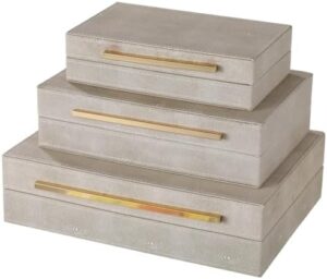 Faux Leather Decorative Jewelry Storage Boxes, Set of 3 Large Stackable Decorative Storage Boxes with Lids, Storage Nesting Organizer for Home Decor - Image 6