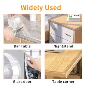 3Pack Soft Corner Protectors for Furniture Strip,2 in x 9.84 Ft,Wall Corner Bumper Tape,Desk Edge,Baseboard Protector,Clear Cabinet Door Protector Edge Guard,Crib Rail Covers for Teething - Image 5