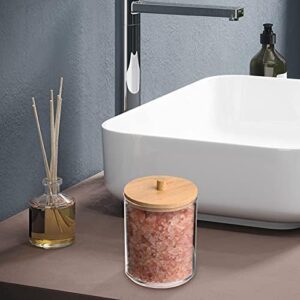 Tbestmax Qtips Holder Bathroom Container, 10/7 OZ Cotton Ball/Swabs Dispenser, Apothecary Jar Organizer for Storage Wood Lids - Image 6