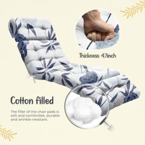 Outdoor Chaise Lounge Chair Cushion 75.1 x 22.8 x 4.7 Inches 100% Waterproof Replacement Cotton Patio Pool Lounge Chair Cushion for Outdoor Furniture with Ties, Blue Enchantress - Image 5