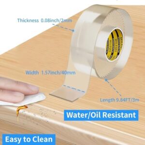 3Pack Clear Edge Protector Strip,1.57in x 9.84FT(29.52FT Total),Sharp Edge Wrap Cover Tape,Self Adhesive Protective Bumper Guards for Cabinet Door Desk Table Bed Furniture,Kitchen,Waterproof - Image 2