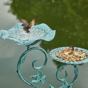 Deck Bird Bath and Metal Bird Feeder,2-in-1,Bird Bath for Railing, Bird Baths for Deck with Removable Sturdy Steel Clamp, Outdoor Garden Decor - Image 4
