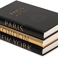 Decorative Books for Home Decor – Decorative Hardcover Display Faux Books for Bookshelf – Black and Gold Foiled Decor Books for Coffee Table – Fashion Designer Books Decor Set of 3 (Black and Gold)