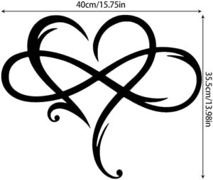 AOOLVY Infinity Heart Wall Decor, Unique Infinity Heart Metal Art Wall Decor Love Sign Steel Wall Plaques Bedroom Ornaments for Home Wedding Decor, Room Living Room Decoration (Black, 15.7x14inch) - Image 7