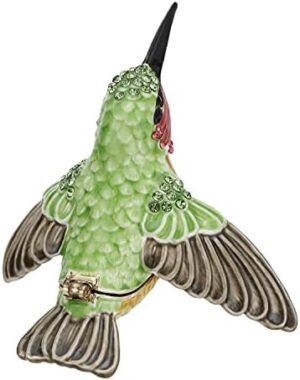 Hand Painted Enamel Hummingbird Trinket Box for Home Decor, Hinged Jewelry Organizer for Ring Earrings, Unique Figurine Keepsake Collectible Personalized Elegant Handmade Ornament (Hummingbird-1) - Image 5
