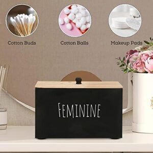 Tampon Holder Storage for bathroom, Feminine Wood Container Box, Women Product Organizer, Farmhouse Décor, Pad Storage Container Box, Rustic Accessories (black) - Image 5