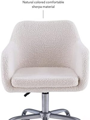 Linon Home Decor Products Linon Brooklyn Sherpa Office Chair, Ivory - Image 13