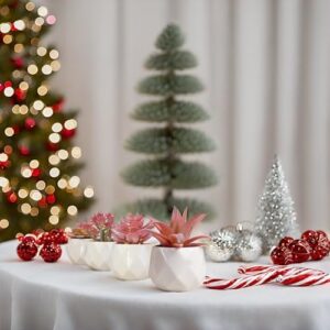 VIVERIE Mini Succulents Plants Artificial in Pots-Rose Pink, Christmas Small Fake Succulents Plants for Home Halloween Decor Indoor for Women, White Ceramic, Set of 4, Gifts for Mom - Image 5