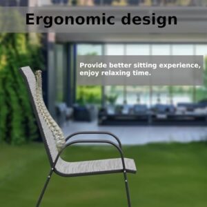 Patio Chairs Set of 4, Outdoor Stackable Dining Chairs with High Back for All Weather, Outdoor Furniture with Breathable Textile Fabric for Garden, Backyard Deck, Pool Side, Grey - Image 7