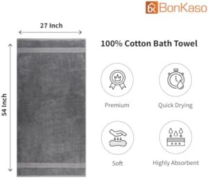 100% Cotton Bath Towel Set (Pack of 4) - Soft, Quick-Drying & Highly Absorbent Towels for Sensitive Skin - Ideal for Bathroom, Gym, Hotel & Spa - Charcoal Grey (27 x 54 inches, 550 GSM) - Image 3