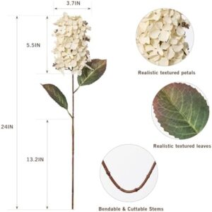 Fake Flowers Hydrangea Silk Flowers With Stems White Flowers Fake Flowers In Vase Hydrangea Artificial Flowers Winter Flowers Artificial For Decoration Vase Decor 24"(Cream Color)8PCS Wthout Vase - Image 3