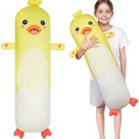 Body Pillow for Kids Long Plush Pillows Stuffed Animal Pillow with Removable Insert for Adults Kids Home Decor, Yellow White