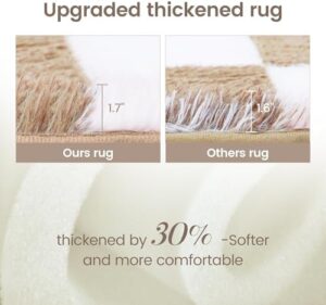 Super Soft Rug for Bedroom, 5x8 Ft Beige and White Area Rug Classic Checkered Shaggy Anti-Skid High Pile Soft Fluffy Rug Fuzzy Carpet for Living Room Bedroom Kids Room Nursery, Dorm Home Decor - Image 4