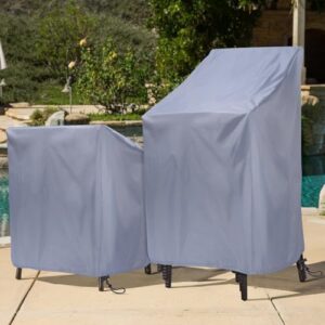 Stackable Patio Chair Cover, Outdoor Chair Cover Waterproof, Stacked Chairs Lawn Chair Covers Outdoor Stack Chairs for All Weather Protection (Grey, 25"L x 25"W x 47”H) - Image 7