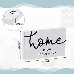 Jetec 3 Pcs Family Home Blessed Rustic Wood Sign Mini Wood Decorative Farmhouse Woodworks Table Shelves Decorations Sign for Bedroom Kitchen Living Room Table Decor(White,4.25 x 2.76 x 0.59 in) - Image 3