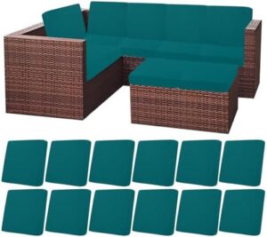 HEBE Outdoor Patio Cushion Covers Set of 12 Waterproof Stretch Seat Cushion Cover for Patio Furniture Clearance Outdoor Sofa Cushion Cover Replacement Couch Slipcovers Chair Seat Cover