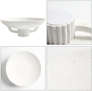 White Resin Decorative Bowl for Boho Modern Home Decor, 11.2" Large Elegant Pedestal Kitchen Fruit Bowl/Key Holder/ Potpourri for Entryway Table, Coffee Table, Dining Room,Table Centerpiece Bowel - Image 4