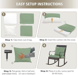 24x24 Inch Outdoor Cushions for Patio Furniture Set of 2, Waterproof Outdoor Chair Cushions w/Fade-Resistant, Removable & Machine-Washable Covers, Deep Seat Sofa/Couch Pads Replacement, Sage Green - Image 7