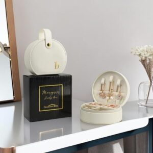 COLLECTIVE HOME - Travel Jewelry Case, Elegant Half-Moon Design with Gold Monogram, Detachable Handle, Personalized Accessory Organizer, Gift for Fashion-Forward Women and Teens (b) - Image 4