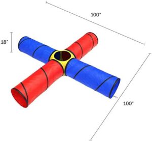 Hey! Play! Kids Play Tunnel- 4-Way Pop Up Crawl Through Tent, Indoor/Outdoor Fun for Kids, Dogs, Toddlers & Children, Foldable & Portable Playhouse, Multicolor - Image 2