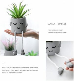 Zerzsy 3pcs Creative Artificial Succulents with Gray Flower Pots, Mini Potted Succulents for Home Office Desk Decor and Gift Choice - Image 8
