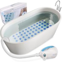 SereneLife Electric Bubble Massage Mat - Waterproof Massaging Spa, Full Body Bubbling Bath Thermal Massager Machine - Maintains Heat Motorized Air Pump, Aroma Clip for Essential Oil - Blue