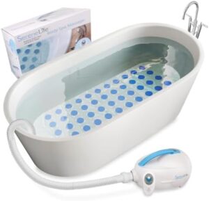 SereneLife Electric Bubble Massage Mat - Waterproof Massaging Spa, Full Body Bubbling Bath Thermal Massager Machine - Maintains Heat Motorized Air Pump, Aroma Clip for Essential Oil - Blue