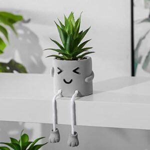 Zerzsy 3pcs Creative Artificial Succulents with Gray Flower Pots, Mini Potted Succulents for Home Office Desk Decor and Gift Choice - Image 3