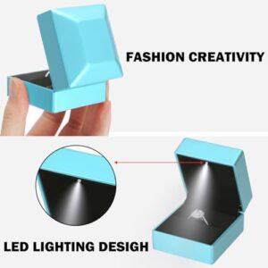 LED Ring Earring Box for Proposal, Wedding, Engagement, Luxury Jewelry Gift Box with LED Light, Jewellry Display Box (Daphne Blue) - Image 5