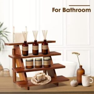 Acacia Wood Cupcake Display Stand - 4 Tiered Riser for Vendors Organizer - Wooden Cupcake Cookie Stands for Dessert Decorative Tables - Appetizer Serving Shelves Farmhouse at Party Wedding - Image 6