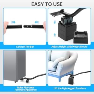 Furniture Lifter Tool, Appliance Lifter, Save 80% Effort, Lift Up to 800 Pounds Heavy Items, Furniture Lifter Jack for Heavy Furniture Appliance, Safely and Easily Lifting Furniture and Appliances - Image 6