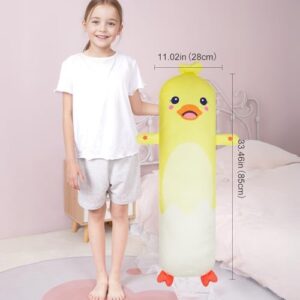Body Pillow for Kids Long Plush Pillows Stuffed Animal Pillow with Removable Insert for Adults Kids Home Decor, Yellow White - Image 3