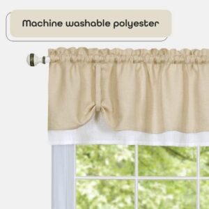 Soft Window Darcy Curtain Valance, Tan & White - 58 Inch Width, 14 Inch Length, 1.5 Inch Rod Pocket - Light Filtering Valance for Kitchen and Bathroom by Achim Home Decor - Image 3