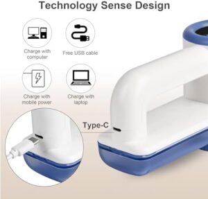 iRUNTEK Fabric Shaver, Rechargeable Lint Shaver, Electric Lint Remover with LED Display & Big Trash Box, Sweater Shavers to Remove Pilling, 3-Speeds Fuzz Remover for Clothes, Furniture, Couch, Blue - Image 4