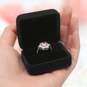 2 Pieces Velvet Metal Wedding Ring Box, Elegant Jewelry Earring Studs Gift Box for Women Girl, Ring Holder Case for Engagement Proposal, Anniversary, Bridal Party Decor (Black) - Image 6