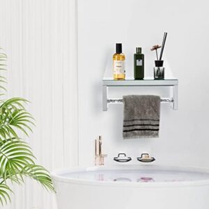 TACIDON Glass Mirrored Wall Shelf. Wall Mounted for Over Toilet. Glamorous Crystal Diamond Glass Towel Bar. Decorative Storage Glass Shelf for Bathroom, Kitchen or Bedroom.(Silver) - Image 6