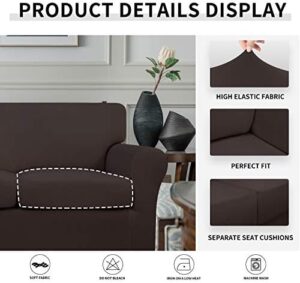 Easy-Going 3 Pieces Stretch Soft Couch Cover for Dogs - Washable Sofa Slipcover for 2 Separate Cushion Couch - Elastic Furniture Protector for Pets, Kids (Loveseat, Chocolate) - Image 4