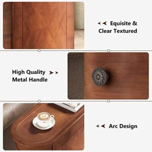 LITTLE TREE Wood End Table with 2 Drawers Sofa Side Table, No Assembly Required Vintage Slim Nightstand Bedside Table for Bedroom - Image 6