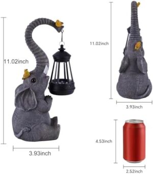 Solar Outdoor Garden Statues Lights, Mom Gifts Birthday Gifts for Women, Lucky Elephant Unique Housewarming Gifts and Yard Decoration, Elephant Figurines with Cute Birds Garden Sculpture Decor - Image 6