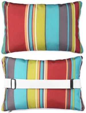 Enipate Outdoor Pillow for Chaise Lounge Chair Pack of 2 Water Resistant Headrest Lumbar Pillows with Adjustable Elastic Strap Removable Machine Washable for Pool Patio Beach Chair Garden Furniture