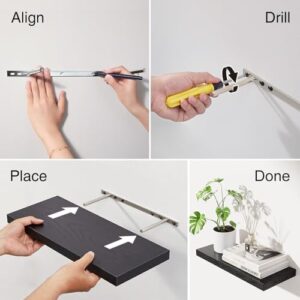 BAYKA Floating Shelves for Wall, Wall Mounted Rustic Wood Shelves for Bathroom, Bedroom, Living Room, Kitchen, Hanging Shelf for Books/Storage/Room Decor with 22lbs Capacity (Black, Set of 3, 15.7in) - Image 9